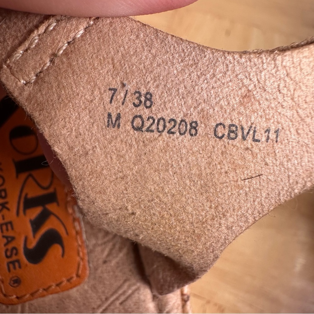 Women's Orange Leather Cork Wedge Sandals - Picture 6 of 9